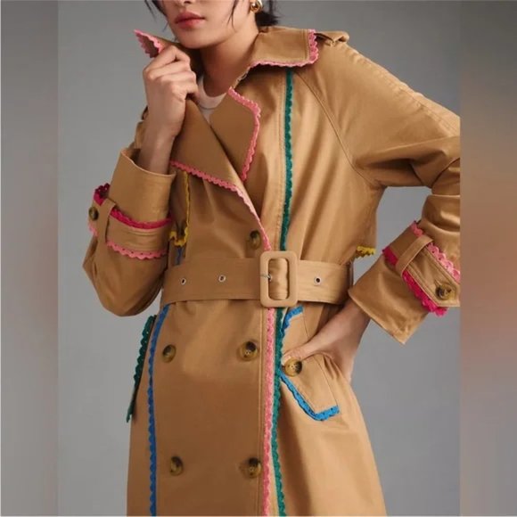 7 For All Mankind Jackets & Blazers - New With Tags! 7 For All Mankind Ribbon Trim Colorful Trimmed Trench Coat MED.